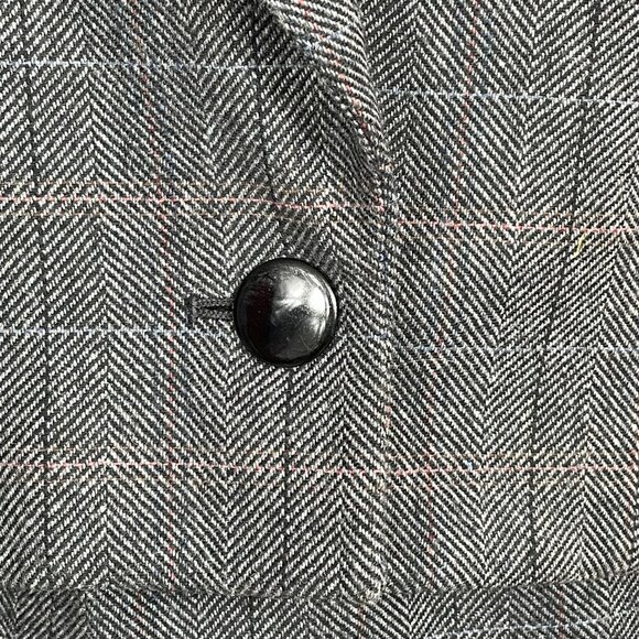 Vintage Sasson 80s Structured Power Suit Gray Wool Blend Tweed Skirt Blazer 14 - Picture 8 of 14